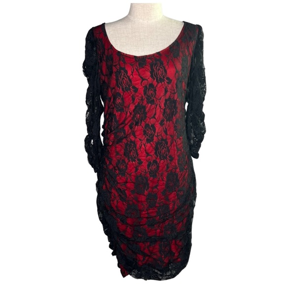 torrid | Dresses | Torrid Plus Size Womens Black Lace Red Lining Long  Sleeve Dress Size 1416 | Poshmark